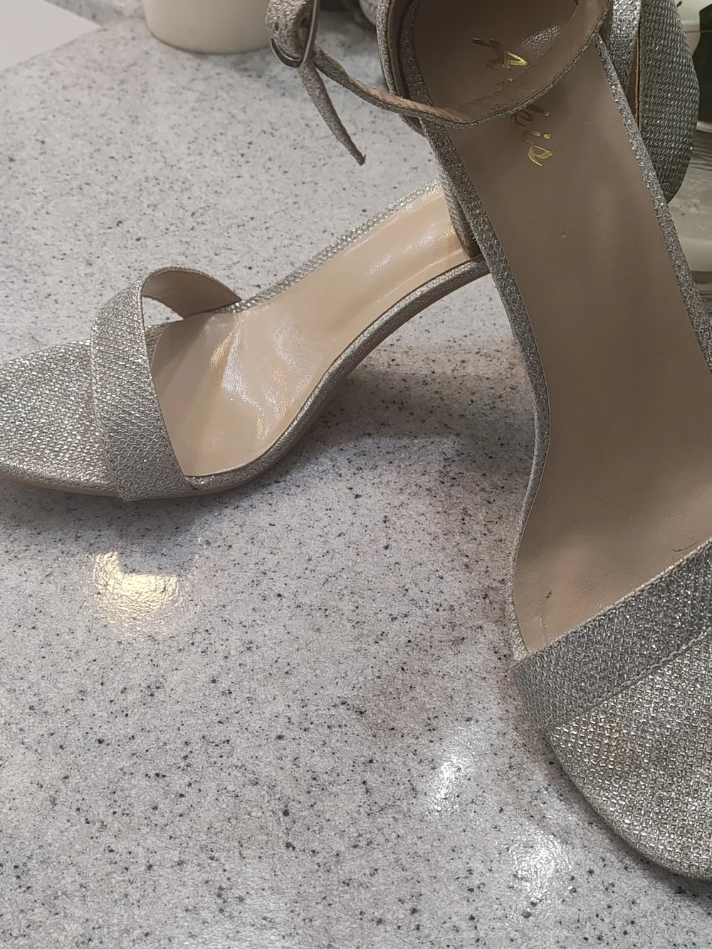 Ankis Women’s Metallic Gold Ankle-Strap Heeled Shoes